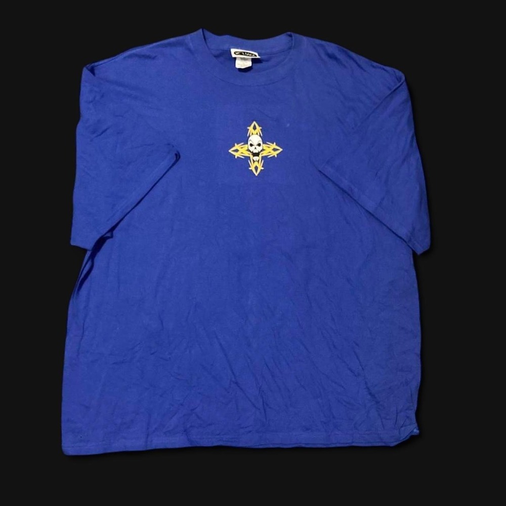 Voltage vintage cobalt blue center‎ skull cross tee y2k cotton XL/25.25